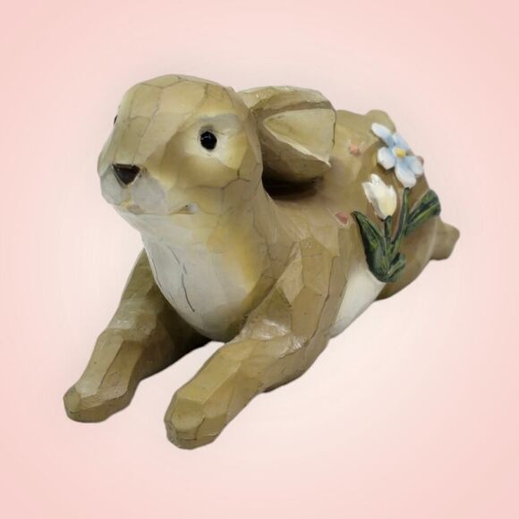 Ganz Resin Easter Bunny Rabbit Figurine With White Flowers EUC 6.5" - Picture 4 of 11